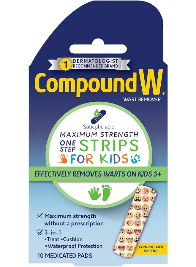 Compound W One Step Medicated Strips for Kids - Wart Removal, 10 Count - Image 1